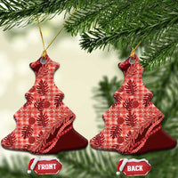 Hawaii Breadfruit Palaka Ceramic Ornament Ulaula Maile Lei LT9 Christmas Tree Red - Polynesian Pride