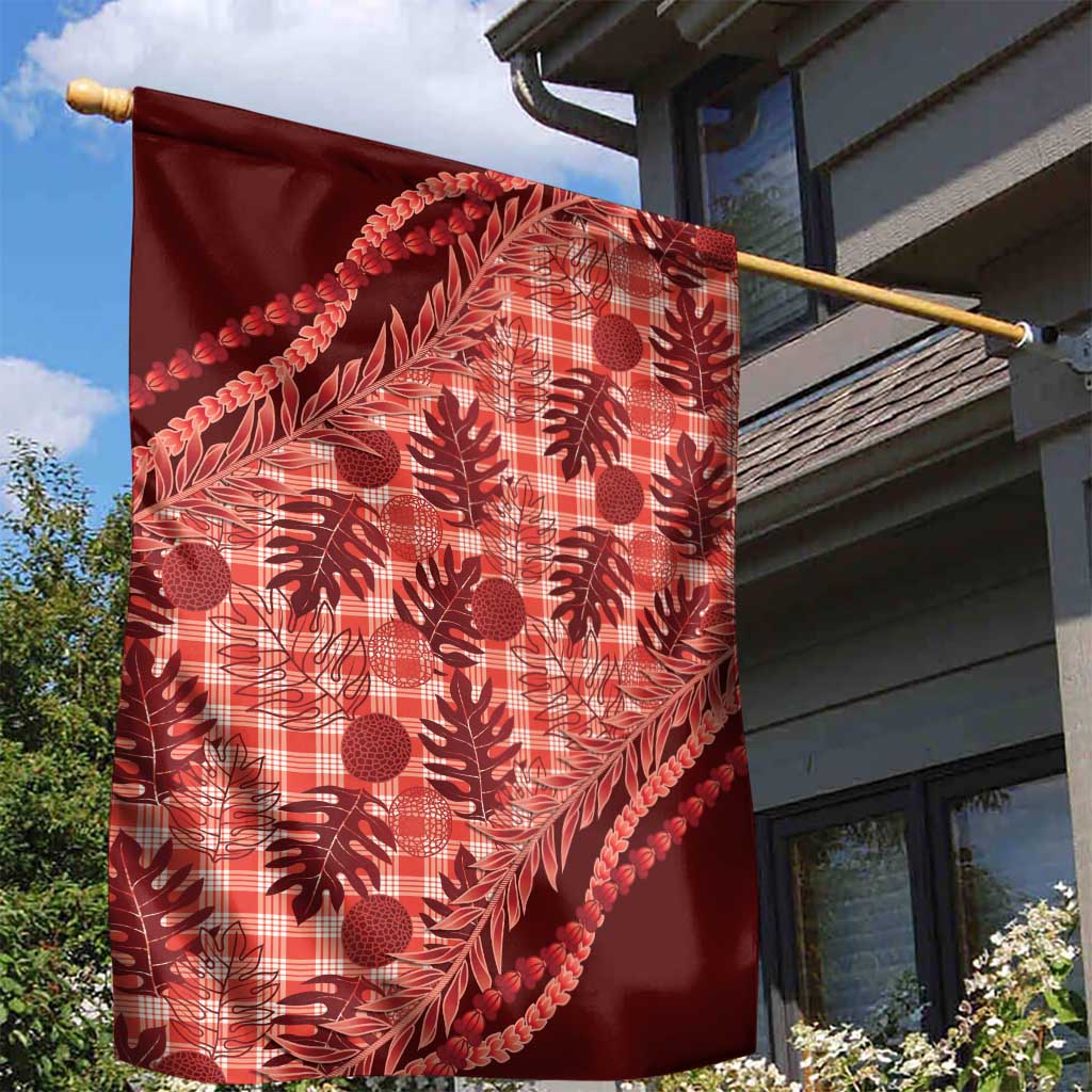 Hawaii Breadfruit Palaka Garden Flag Ulaula Maile Lei LT9 - Polynesian Pride