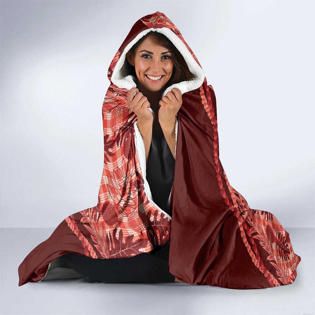 Hawaii Breadfruit Palaka Hooded Blanket Ulaula Maile Lei LT9 - Polynesian Pride