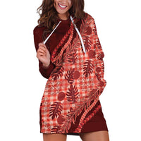 Hawaii Breadfruit Palaka Hoodie Dress Ulaula Maile Lei LT9 Red - Polynesian Pride