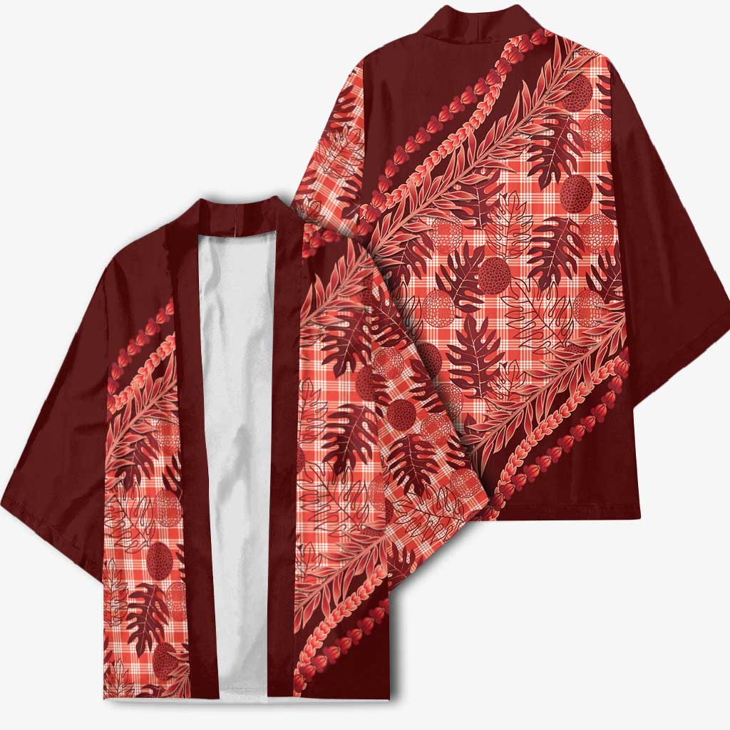 Hawaii Breadfruit Palaka Kimono Ulaula Maile Lei LT9 - Polynesian Pride