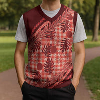 Hawaii Breadfruit Palaka Christmas Knitted V-Neck Vest Ulaula Maile Lei LT9 - Polynesian Pride