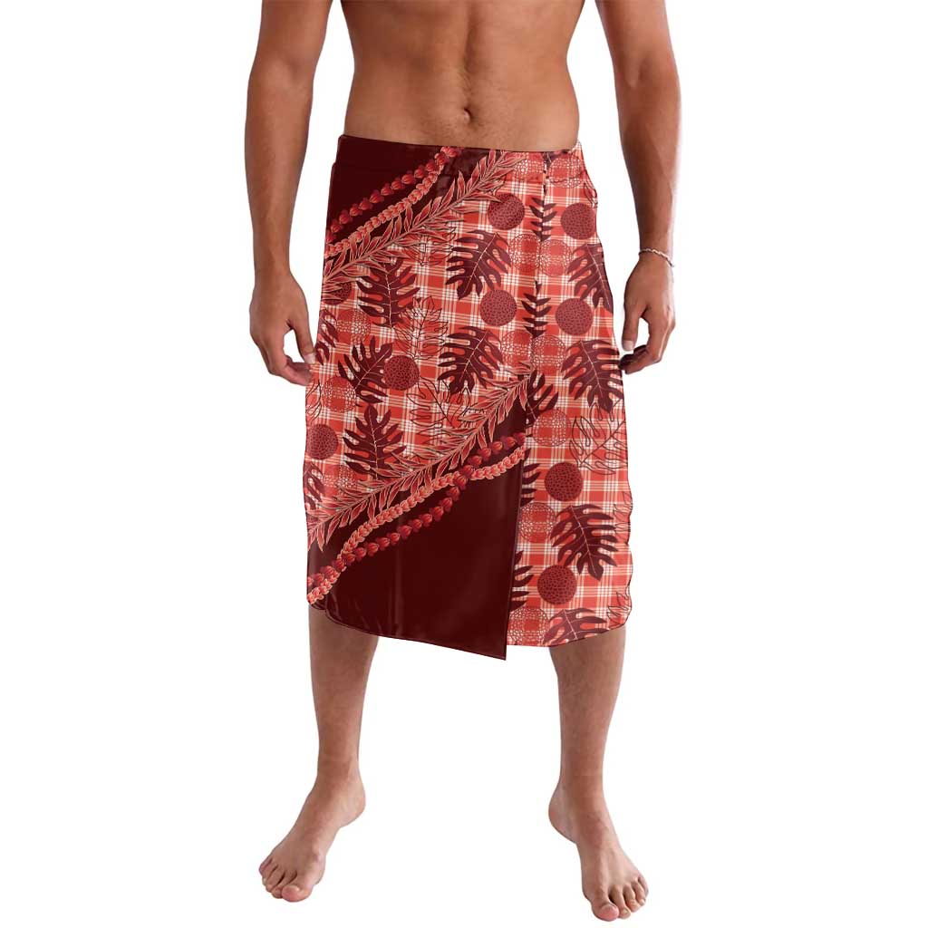 Hawaii Breadfruit Palaka Lavalava Ulaula Maile Lei LT9 Red - Polynesian Pride