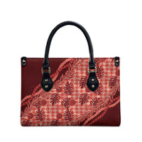 Hawaii Breadfruit Palaka Leather Bag Ulaula Maile Lei LT9 - Polynesian Pride