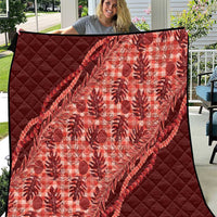 Hawaii Breadfruit Palaka Quilt Ulaula Maile Lei LT9 Red - Polynesian Pride