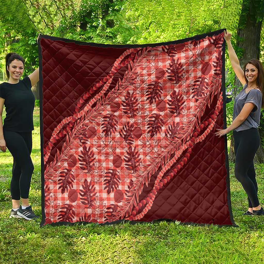 Hawaii Breadfruit Palaka Quilt Ulaula Maile Lei LT9 - Polynesian Pride