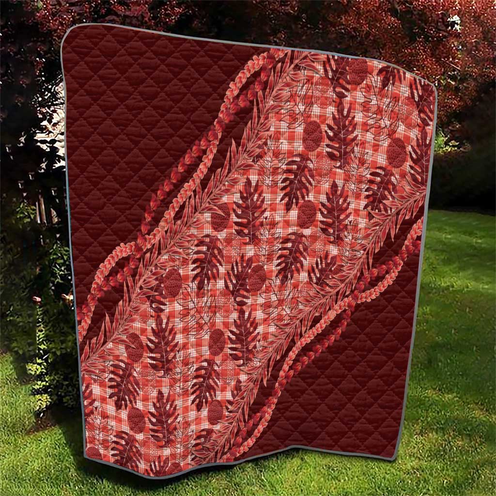Hawaii Breadfruit Palaka Quilt Ulaula Maile Lei LT9 - Polynesian Pride