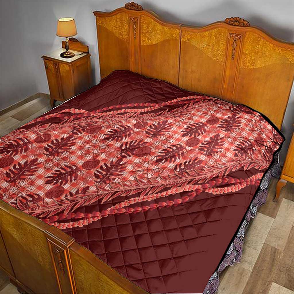 Hawaii Breadfruit Palaka Quilt Ulaula Maile Lei LT9 - Polynesian Pride