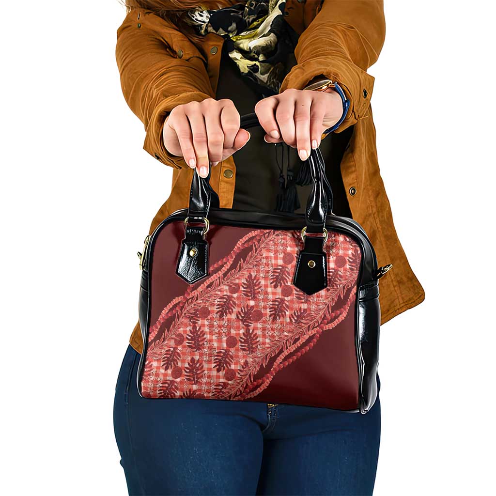 Hawaii Breadfruit Palaka Shoulder Handbag Ulaula Maile Lei LT9 One Size Red - Polynesian Pride