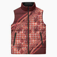 Hawaii Breadfruit Palaka Sleeveless Puffer Jacket Ulaula Maile Lei LT9 Unisex Red - Polynesian Pride