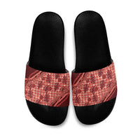 Hawaii Breadfruit Palaka Slide Sandals Ulaula Maile Lei LT9 Red - Polynesian Pride
