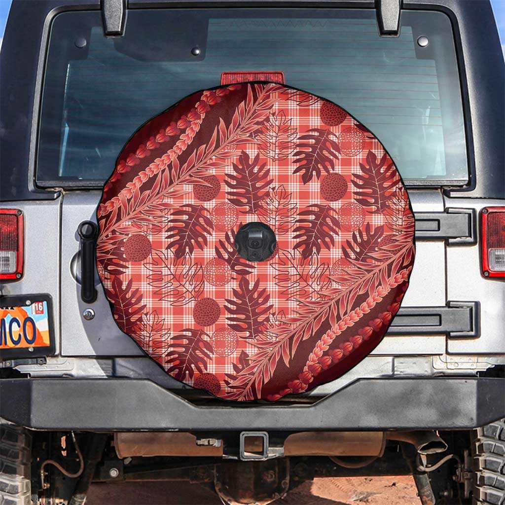 Hawaii Breadfruit Palaka Spare Tire Cover Ulaula Maile Lei LT9 Red - Polynesian Pride