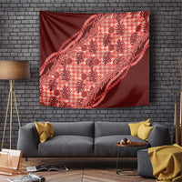Hawaii Breadfruit Palaka Tapestry Ulaula Maile Lei LT9 Red - Polynesian Pride