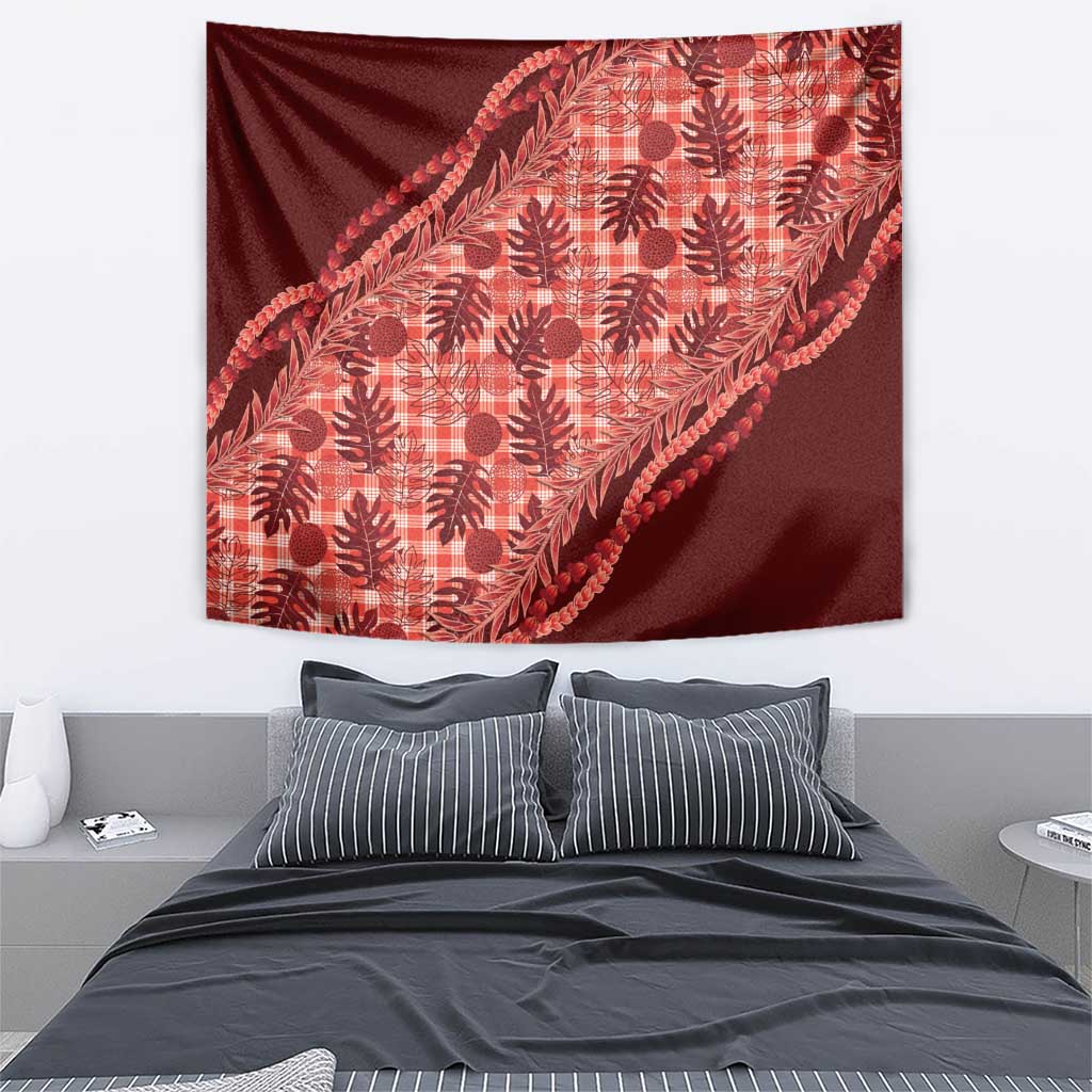 Hawaii Breadfruit Palaka Tapestry Ulaula Maile Lei LT9 - Polynesian Pride