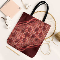 Hawaii Breadfruit Palaka Tote Bag Ulaula Maile Lei LT9 Black Strap One Size Red - Polynesian Pride
