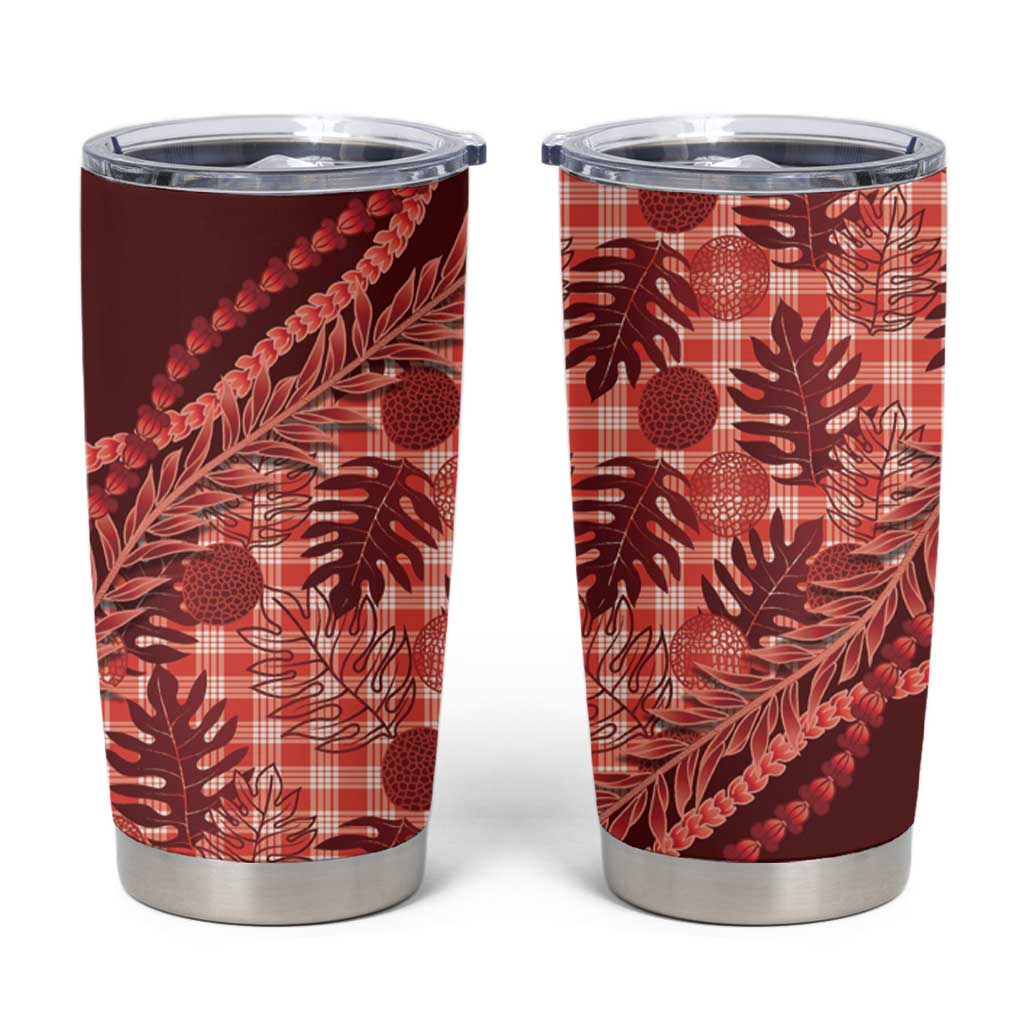 Hawaii Breadfruit Palaka Tumbler Cup Ulaula Maile Lei LT9 Red - Polynesian Pride
