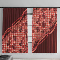 Hawaii Breadfruit Palaka Window Curtain Ulaula Maile Lei LT9 With Hooks Red - Polynesian Pride