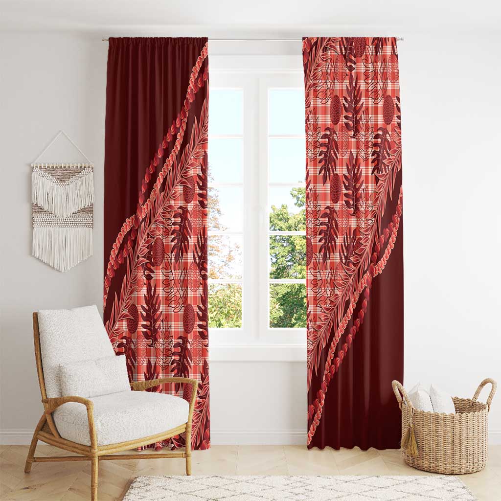 Hawaii Breadfruit Palaka Window Curtain Ulaula Maile Lei LT9 - Polynesian Pride