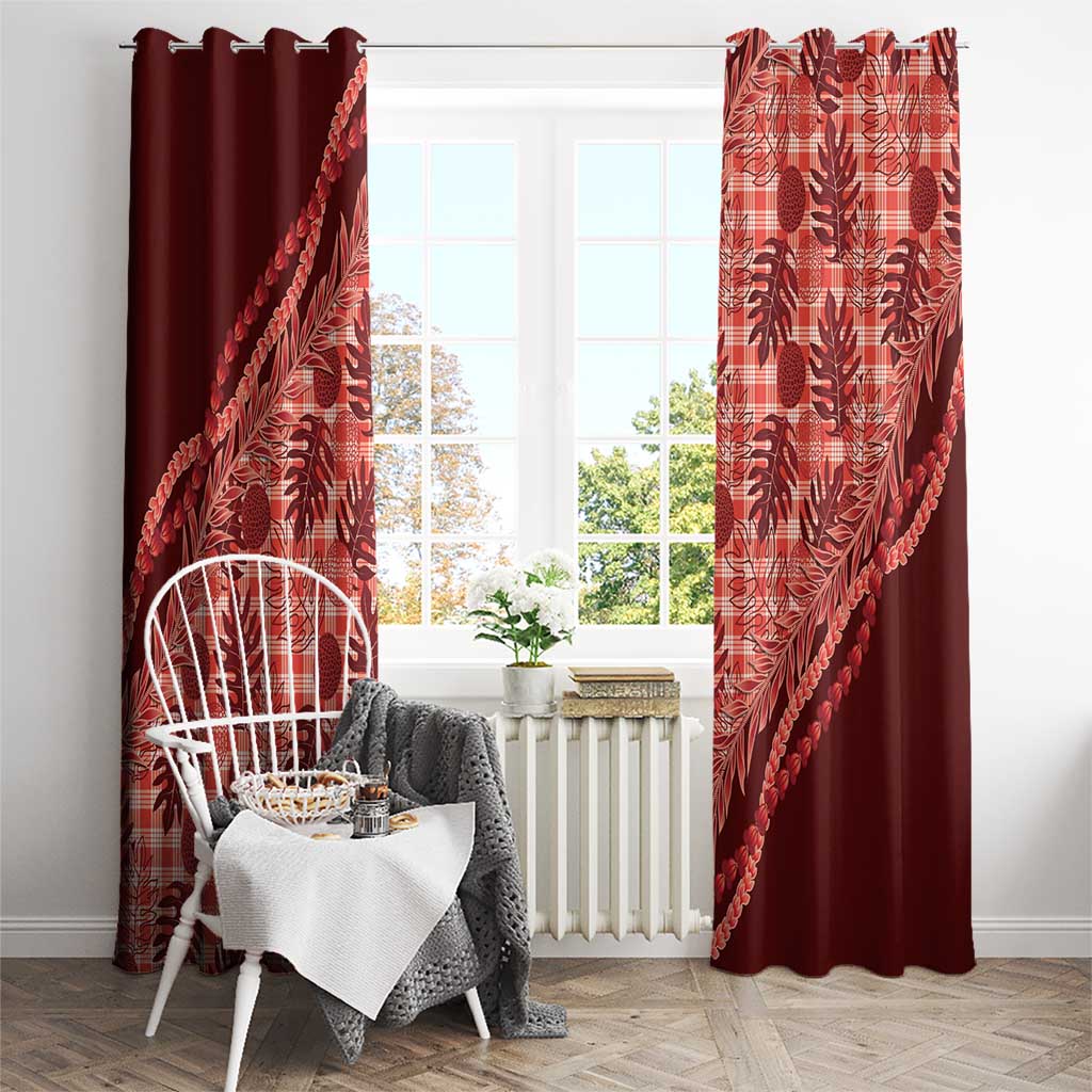 Hawaii Breadfruit Palaka Window Curtain Ulaula Maile Lei LT9 - Polynesian Pride