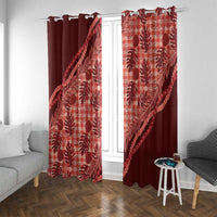 Hawaii Breadfruit Palaka Window Curtain Ulaula Maile Lei LT9 With Grommets Red - Polynesian Pride