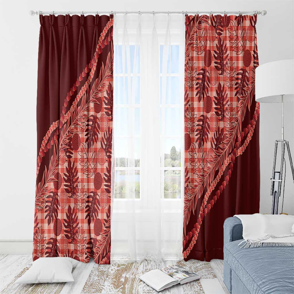 Hawaii Breadfruit Palaka Window Curtain Ulaula Maile Lei LT9 - Polynesian Pride