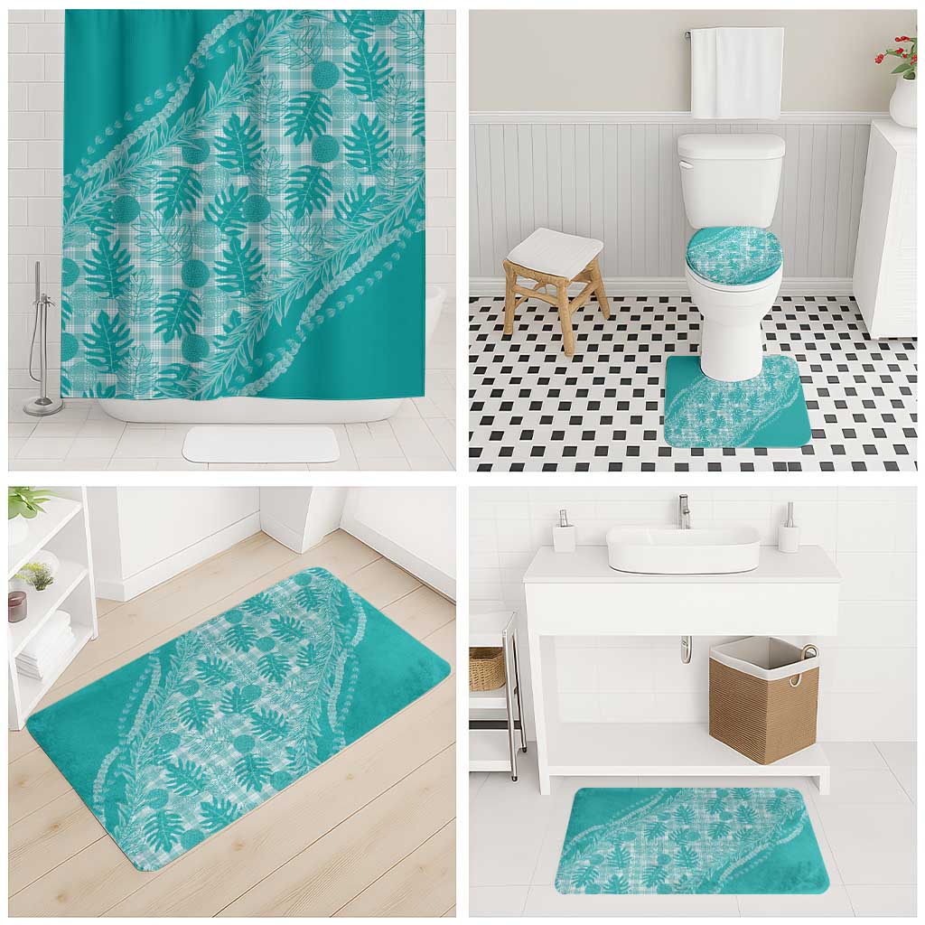 Hawaii Breadfruit Palaka Bathroom Set Polu Opal Maile Lei LT9 - Polynesian Pride