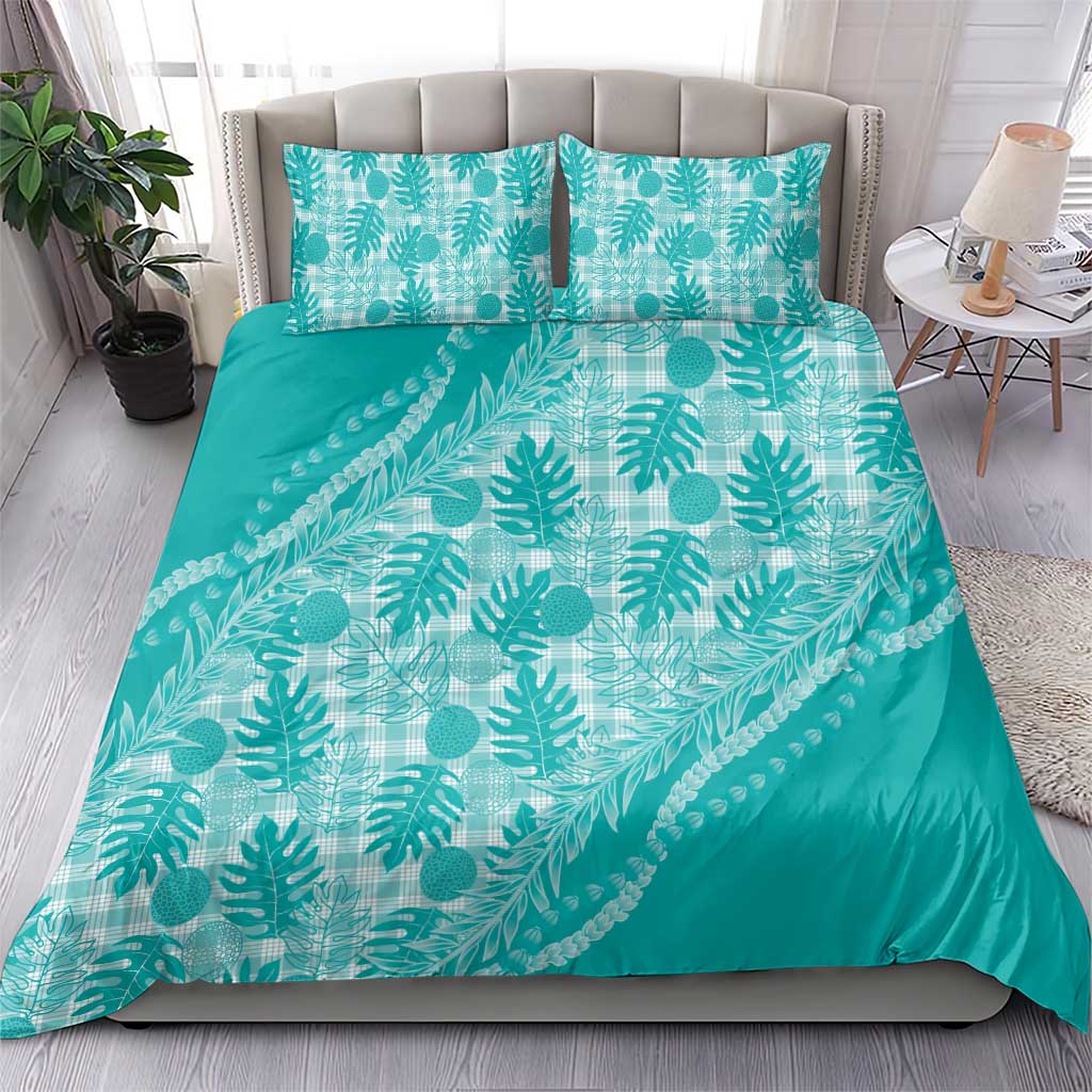 Hawaii Breadfruit Palaka Bedding Set Polu Opal Maile Lei LT9 - Polynesian Pride
