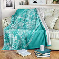 Hawaii Breadfruit Palaka Blanket Polu Opal Maile Lei LT9 Turquoise - Polynesian Pride