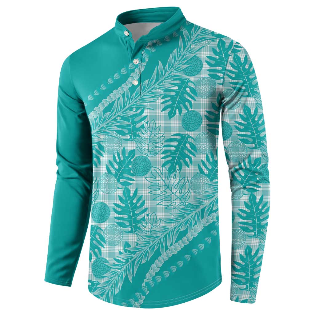 Hawaii Breadfruit Palaka Button Sweatshirt Polu Opal Maile Lei LT9 - Polynesian Pride