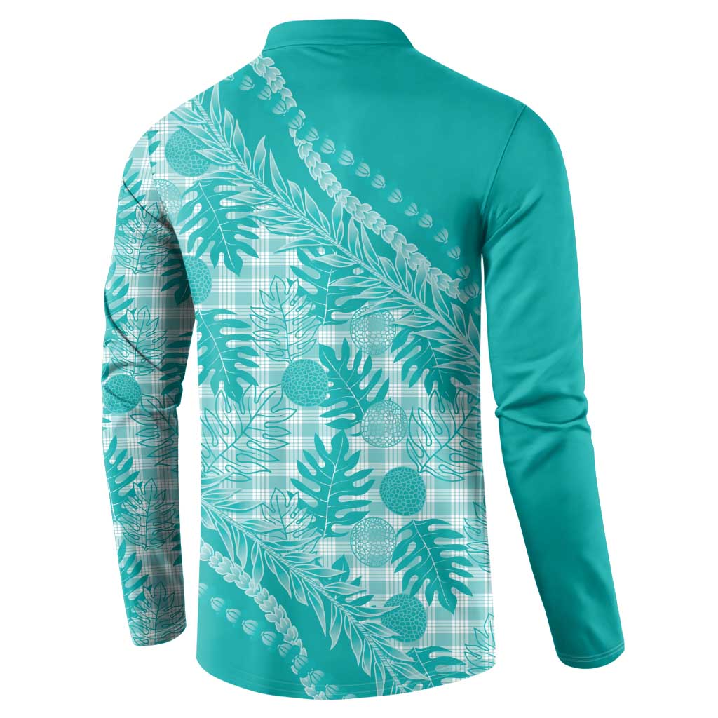 Hawaii Breadfruit Palaka Button Sweatshirt Polu Opal Maile Lei LT9 - Polynesian Pride