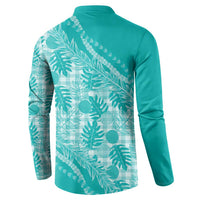 Hawaii Breadfruit Palaka Button Sweatshirt Polu Opal Maile Lei LT9 - Polynesian Pride