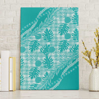 Hawaii Breadfruit Palaka Canvas Wall Art Polu Opal Maile Lei LT9 Without Frame Turquoise - Polynesian Pride