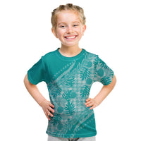 Hawaii Breadfruit Palaka Kid T Shirt Polu Opal Maile Lei LT9 Turquoise - Polynesian Pride