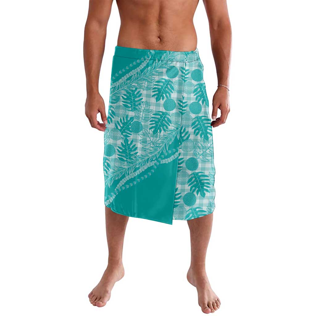 Hawaii Breadfruit Palaka Lavalava Polu Opal Maile Lei LT9 Turquoise - Polynesian Pride