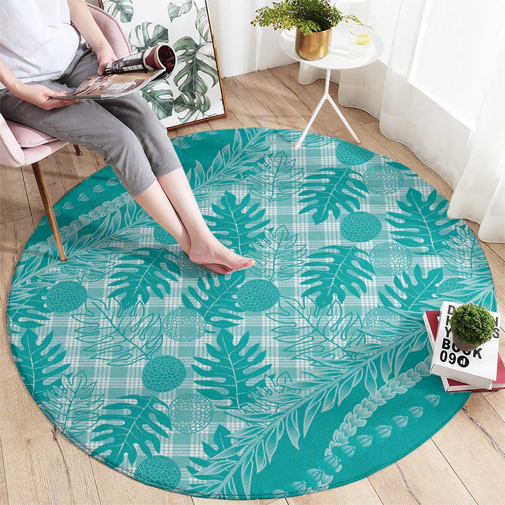 Hawaii Breadfruit Palaka Round Carpet Polu Opal Maile Lei LT9 - Polynesian Pride