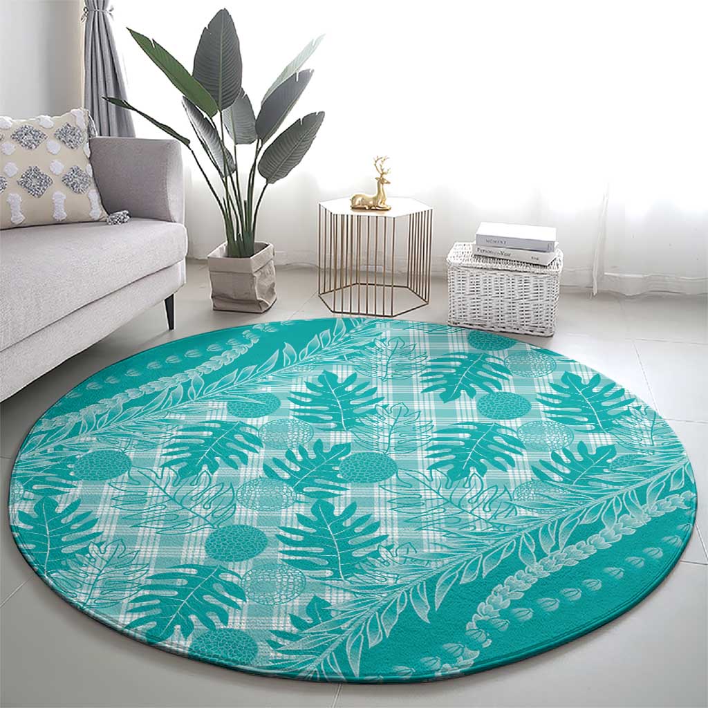 Hawaii Breadfruit Palaka Round Carpet Polu Opal Maile Lei LT9 - Polynesian Pride