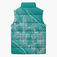 Hawaii Breadfruit Palaka Sleeveless Puffer Jacket Polu Opal Maile Lei LT9 - Polynesian Pride