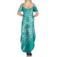 Hawaii Breadfruit Palaka Summer Maxi Dress Polu Opal Maile Lei LT9 - Polynesian Pride