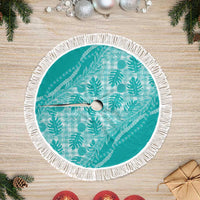 Hawaii Breadfruit Palaka Tree Skirt Polu Opal Maile Lei LT9 Fringed Turquoise - Polynesian Pride