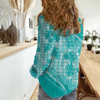 Hawaii Breadfruit Palaka Women Casual Shirt Polu Opal Maile Lei LT9 - Polynesian Pride