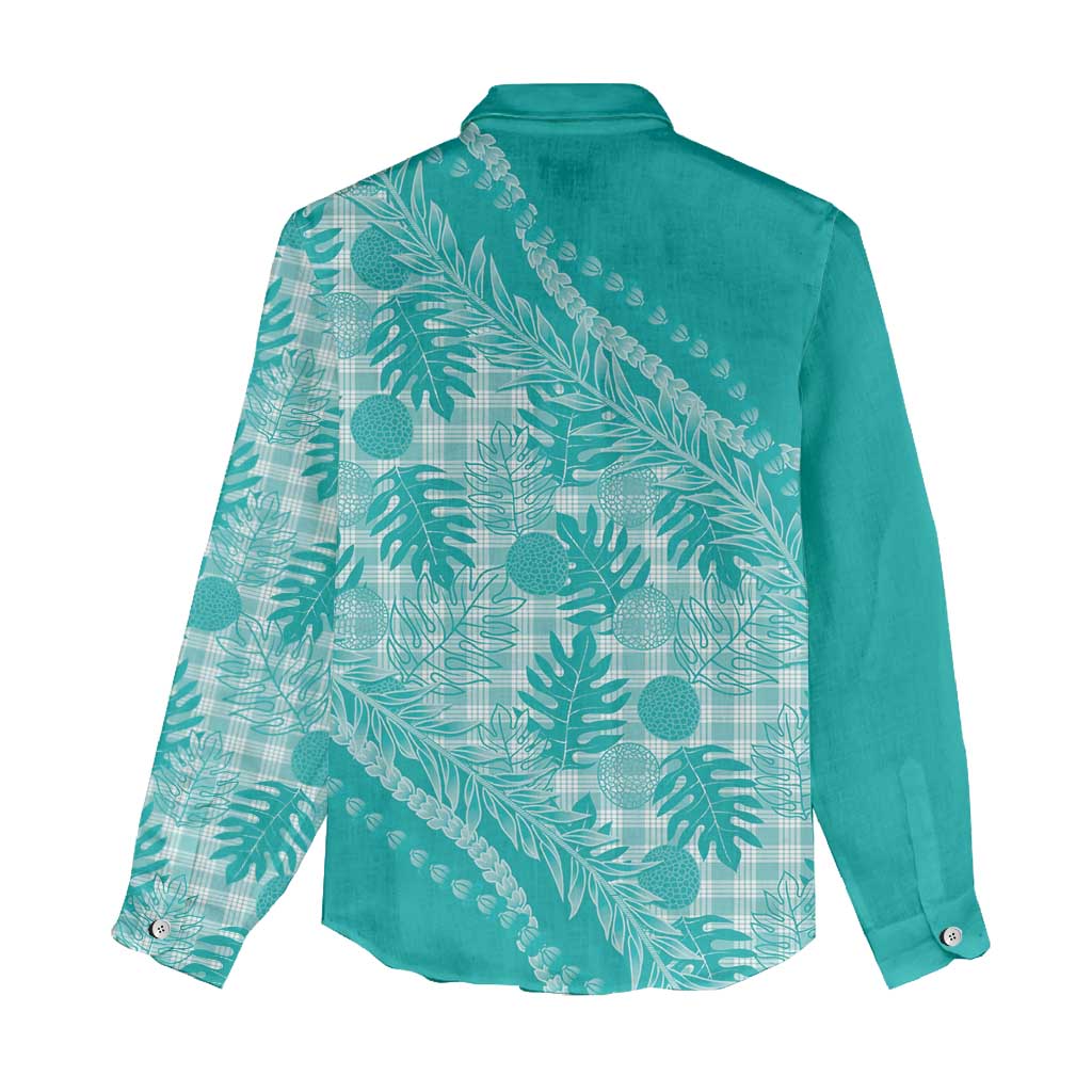 Hawaii Breadfruit Palaka Women Casual Shirt Polu Opal Maile Lei LT9 - Polynesian Pride
