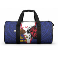 American Samoa Heart Tribal Personalized Duffle Bag Polynesian Patterns LT9 One size Blue - Polynesian Pride