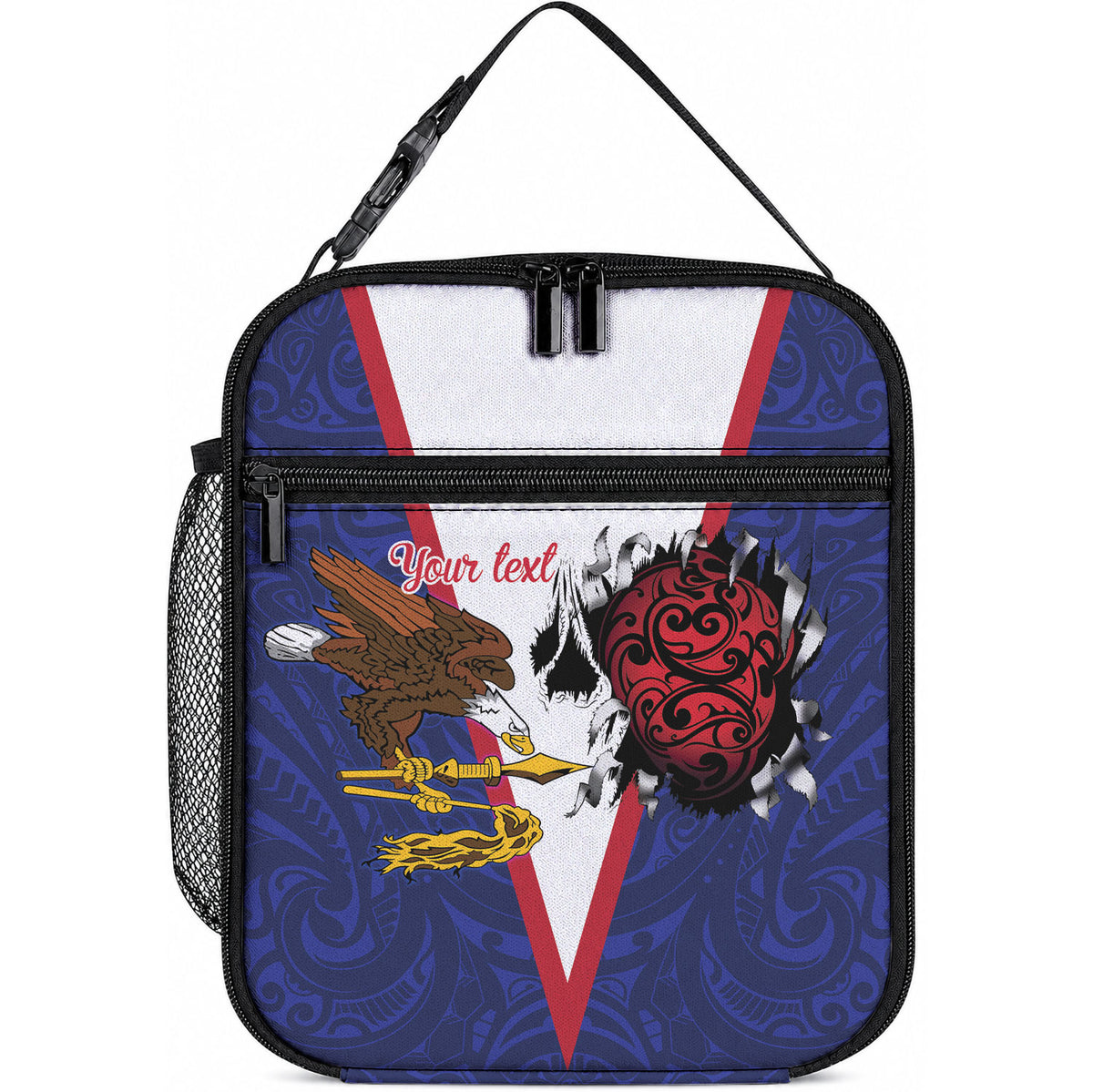 American Samoa Heart Tribal Personalized Lunch Bag Polynesian Patterns LT9 10.2 × 8.3 × 4.3 inch Blue - Polynesian Pride