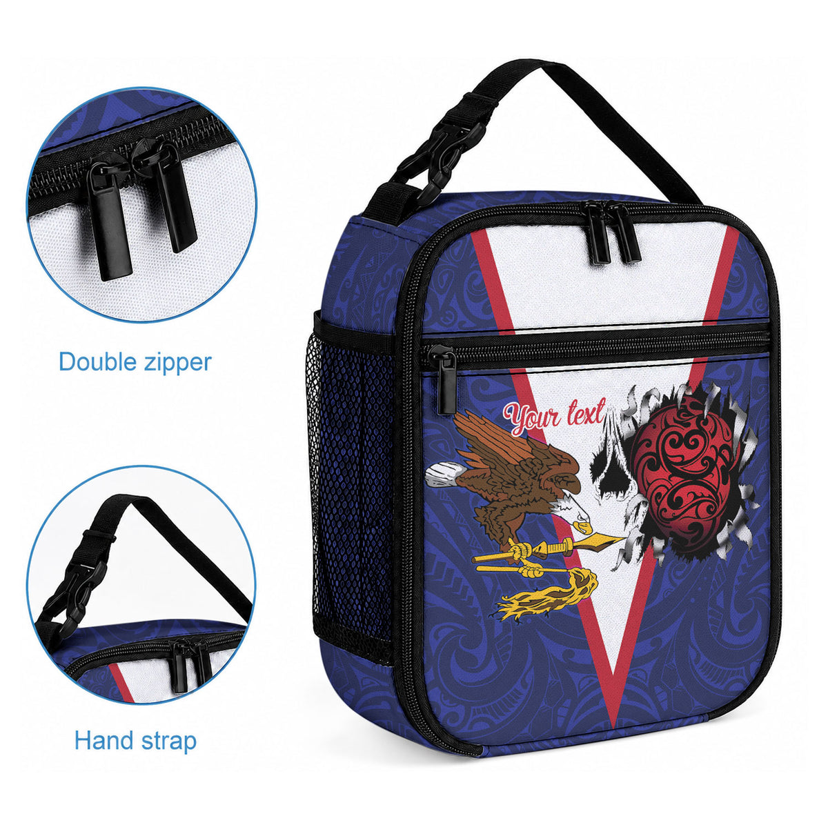 American Samoa Heart Tribal Personalized Lunch Bag Polynesian Patterns LT9 - Polynesian Pride
