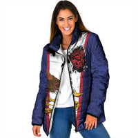 American Samoa Heart Tribal Personalized Padded Jacket Polynesian Patterns LT9 Women Blue - Polynesian Pride