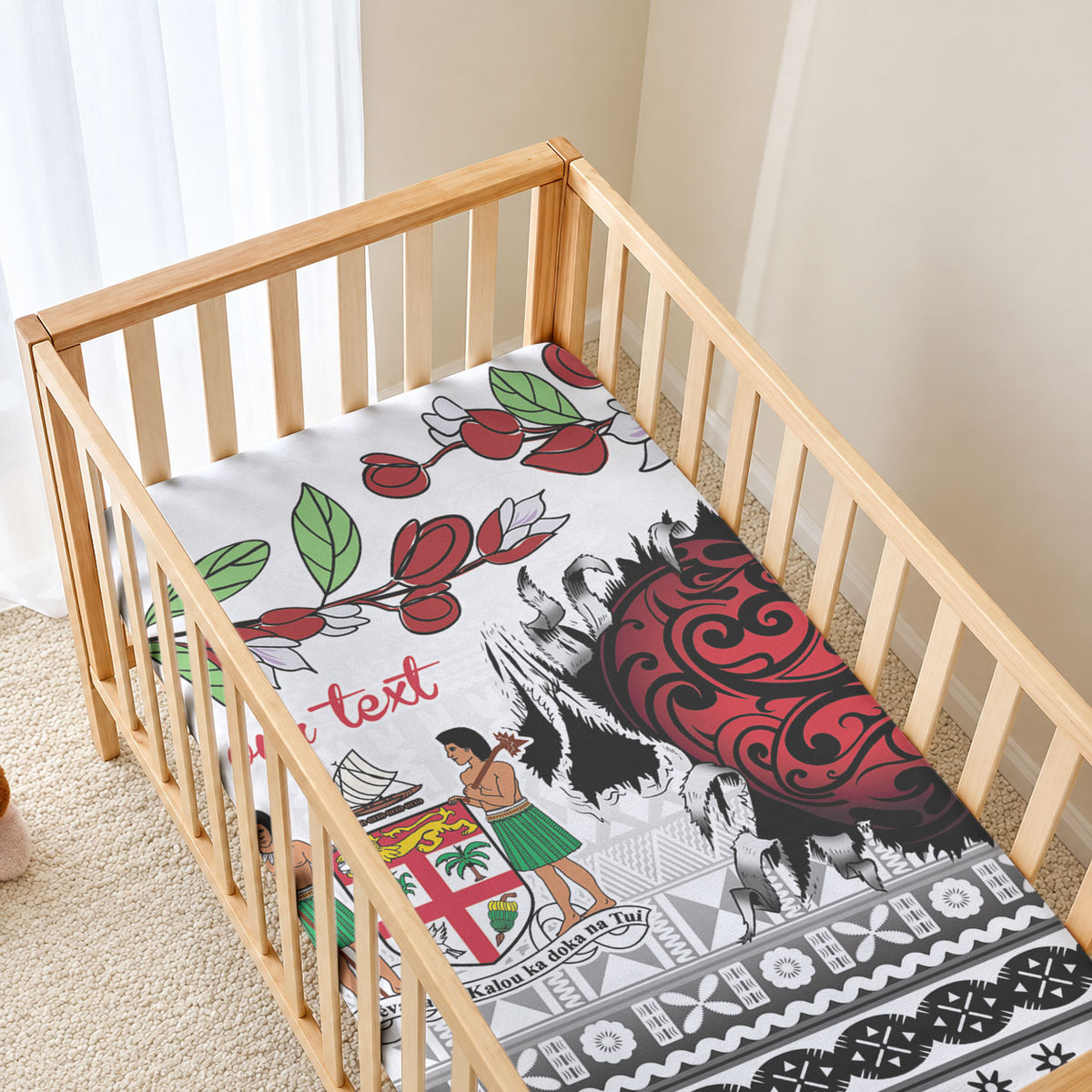 Fiji Heart Tribal Personalised Baby Bed Cover Polynesian Patterns LT9 - Polynesian Pride