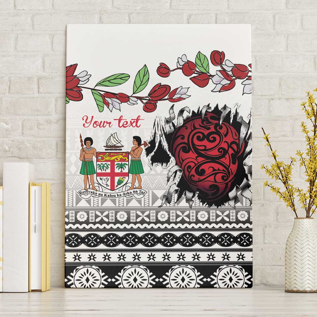Fiji Heart Tribal Personalised Canvas Wall Art Polynesian Patterns LT9 Without Frame White - Polynesian Pride