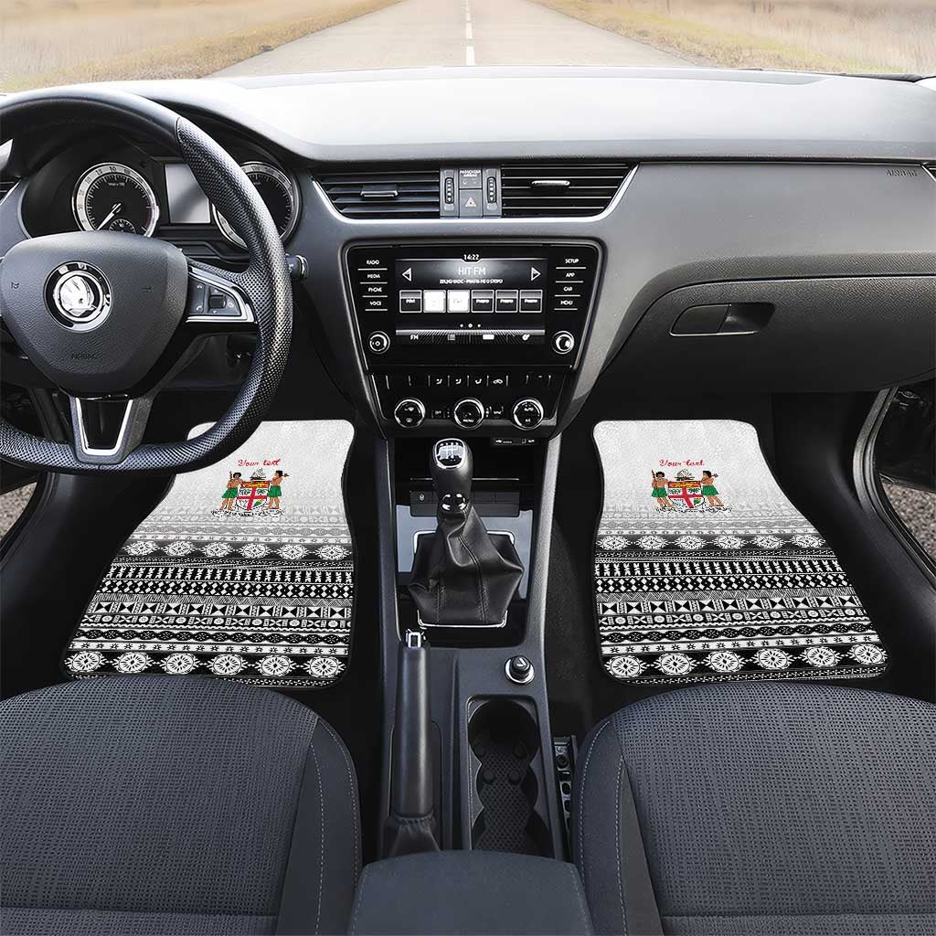 Fiji Heart Tribal Personalised Car Mats Polynesian Patterns LT9 Set 2pcs - Front White - Polynesian Pride