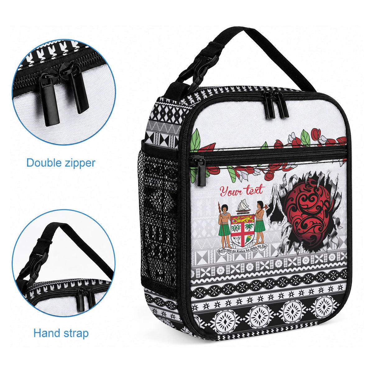 Fiji Heart Tribal Personalised Lunch Bag Polynesian Patterns LT9 - Polynesian Pride