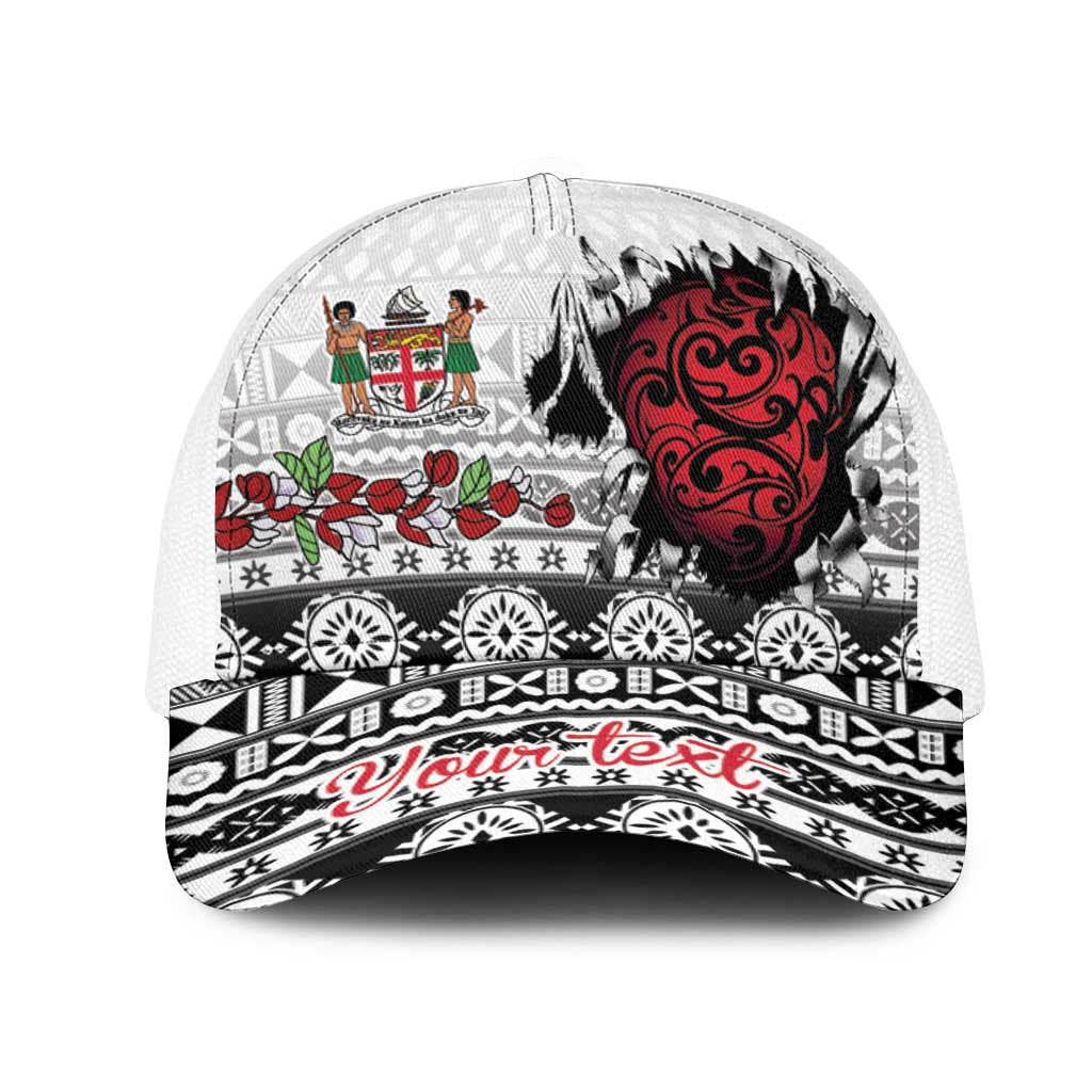 Fiji Heart Tribal Personalised Mesh Trucker Cap Polynesian Patterns LT9 One Size White White - Polynesian Pride